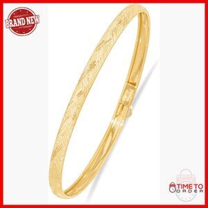 10k Gold 4mm Chevron Satin Finish Flex Bangle Bracelet 7 or 8 Inch